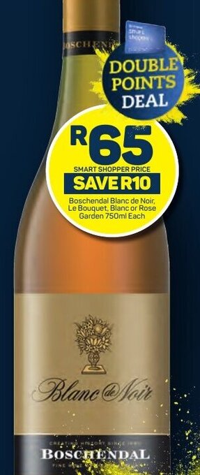 Pick n Pay Boschendal Blanc de Noir, Le Bouquet, Blanc or Rose Garden 750ml Each offer