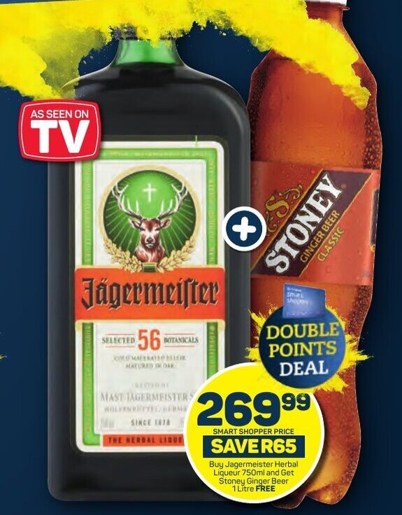 Buy Jagermeister Herbal Liqueur 750ml and Get Stoney Ginger Beer 1