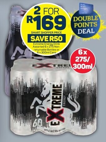 Pick n Pay Extreme Energy Drink Assorted 6 x 275 Non-returnable Bottles or 6x300ml Cans offer