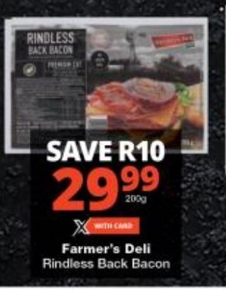 Checkers Farmer's Deli Rindless Back Bacon offer