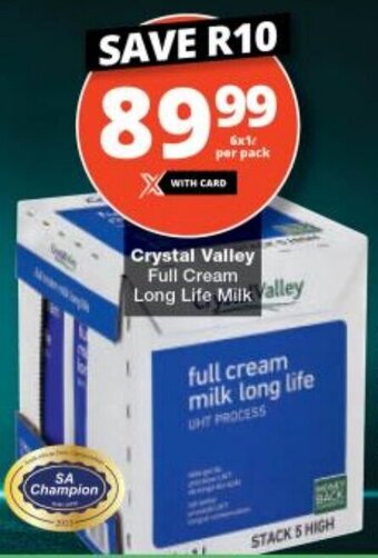 Checkers Crystal Valley Full Cream Long Life Milk offer