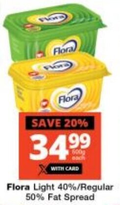 Checkers Flora Light 40%/Regular 50% Fat Spread offer
