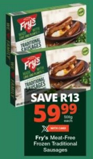 Checkers Fry's Meat-Free Frozen Traditional Sausages offer