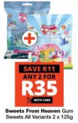 Sweets From Heaven Gum Sweets All Variants 2 x 125g offer at Checkers