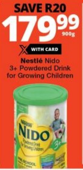 Checkers Nestle Nido 3+ Powdered Drink for Growing Children offer