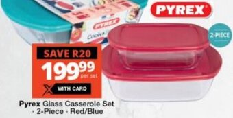 Checkers Pyrex Glass Casserole Set - 2-Piece. Red/Blue offer