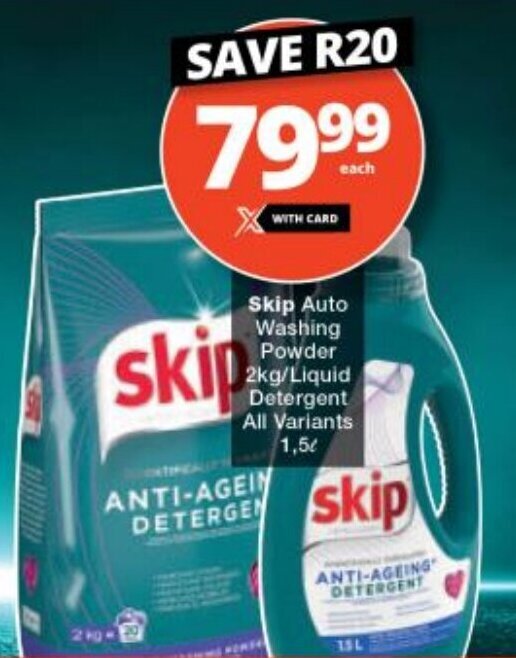 Skip Auto Washing Powder 2kg/Liquid Detergent All Variants 1,5L offer