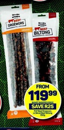 Pick n Pay PnP Beef Oroewors or Sliced Beef 350g offer