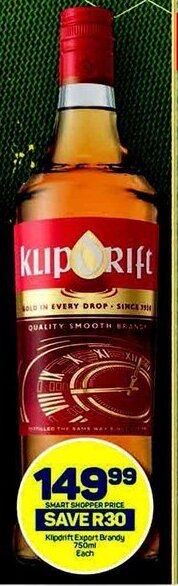 Pick n Pay Klipdrift Export Brandy 750ml Each offer