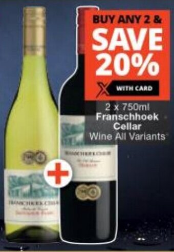 Checkers 2 x 750ml Franschhoek Cellar Wine All Variants offer