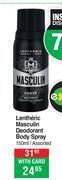 Dis-Chem Lentheric masculin deodorant body spray assorted- 150ml offer