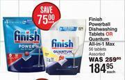 Finish powerball dishwashing tablets or quantum all in 1 max 56 tablets assorted-each