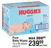 Dis-Chem Huggies pure baby wipes 12 x 56 wipes-per box offer