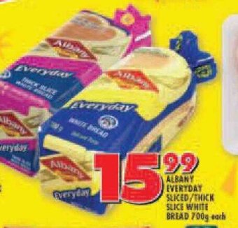 Shoprite ALBANY EVERYDAY SLICED/THICK SLICE WHITE BREAD 700g each offer