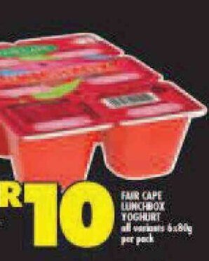 Shoprite FAIR CAPE LUNCHBOX YOGHURT all variants 6x80g per pack offer