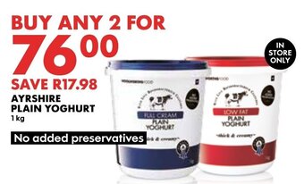 Woolworths AYRSHIRE PLAIN YOGHURT offer