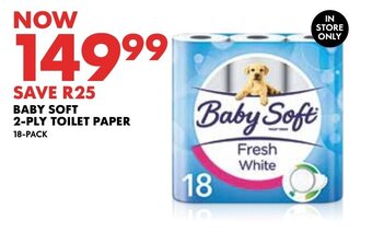 BABY SOFT 2-PLY TOILET PAPER 18-PACK