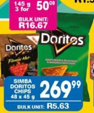 Giant Hyper SIMBA DORITOS CHIPS 48x45g offer