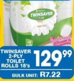 Giant Hyper TWINSAVER 2-PLY TOILET ROLLS 18's offer