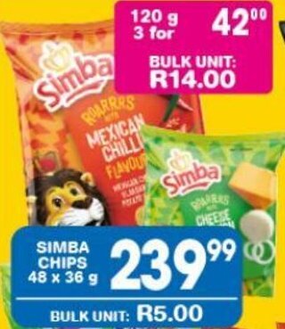 Giant Hyper SIMBA CHIPS 48x36g offer