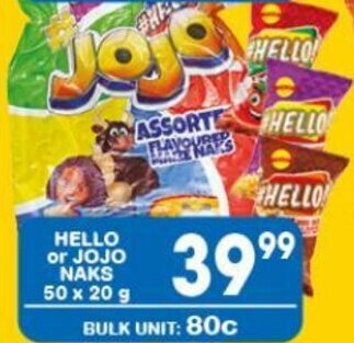 HELLO or JOJO NAKS 50 x 20 g