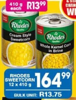 RHODES SWEETCORN 12 x 410 g