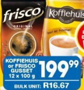Giant Hyper KOFFIEHUIS or FRISCO GUSSET 12x100g offer