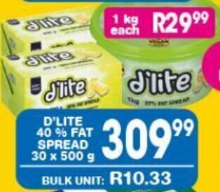 Giant Hyper D'LITE 40 % FAT SPREAD 30x500g offer