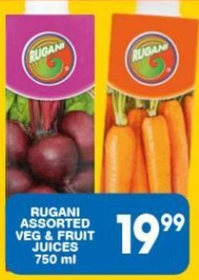 Giant Hyper RUGANI ASSORTED VEG & FRUIT JUICES 750 ml offer