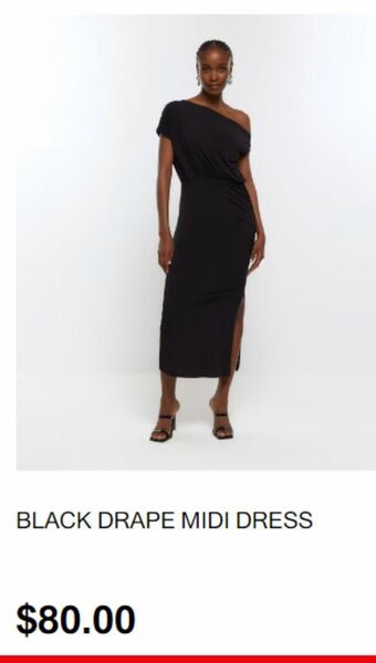 Black drape midi dress