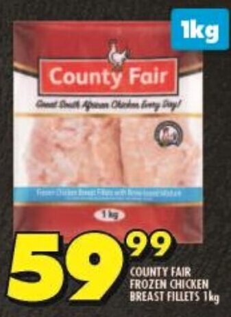 Shoprite COUNTY FAIR FROZEN CHICKEN BREAST FILLETS 1kg offer