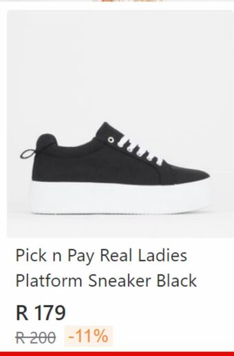 Zando Pick n pay real ladies platform sneaker black offer