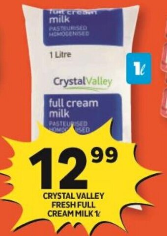 Shoprite CRYSTAL VALLEY FRESH FULL CREAM MILK 1L offer