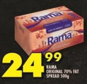 Shoprite RAMA ORIGINAL 70% FAT SPREAD 500g offer