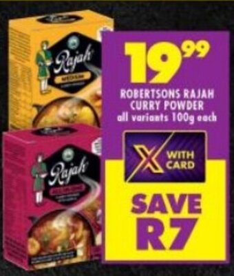 Shoprite ROBERTSONS RAJAH CURRY POWDER all variants 100g each offer