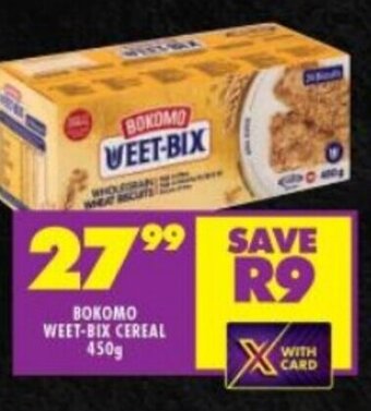 Shoprite BOKOMO WEET-BIX CEREAL 450g offer