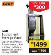 Grip golf equipment storage rack