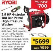 Builders Warehouse Ryobi 2.9hp 4-stroke 100 bar petrol high pressure washer ajp-2900 offer