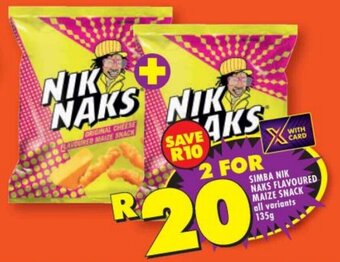 Shoprite SIMBA NIK NAKS FLAVOURED MAIZE SNACK all variants 135g offer