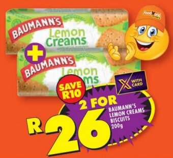 Shoprite BAUMANN'S LEMON CREAMS BISCUITS 200g offer
