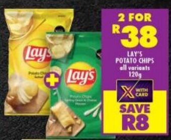 Shoprite LAY'S POTATO CHIPS all variants 120g offer