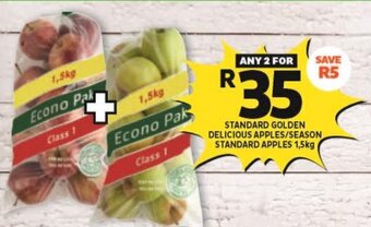 Shoprite STANDARD GOLDEN DELICIOUS APPLES/SEASON STANDARD APPLES 1,5kg offer
