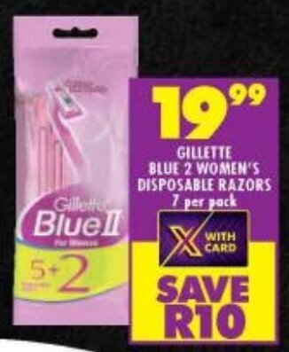 Shoprite GILLETTE BLUE 2 WOMEN'S DISPOSABLE RAZORS 7 per pack offer