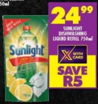Shoprite SUNLIGHT DISHWASHING LIQUID REFILL 750ml offer
