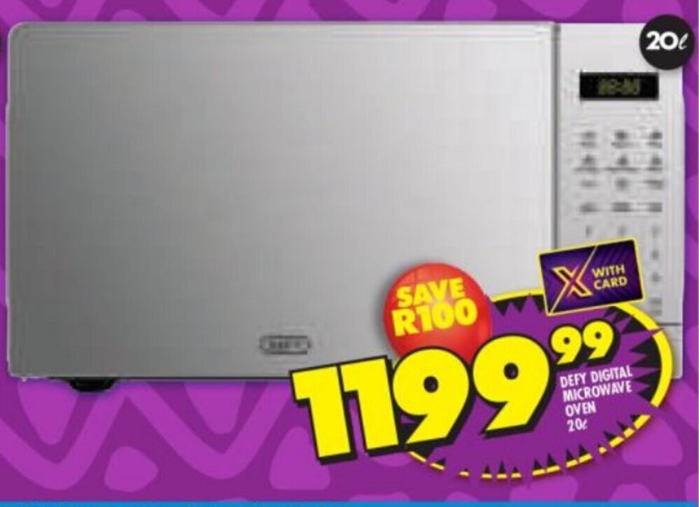 DEFY DIGITAL MICROWAVE OVEN 20L offer at Shoprite