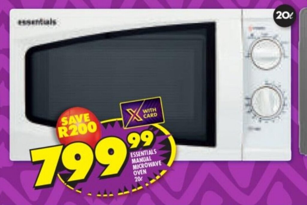 ESSENTIALS MANUAL MICROWAVE 20L offer at Shoprite