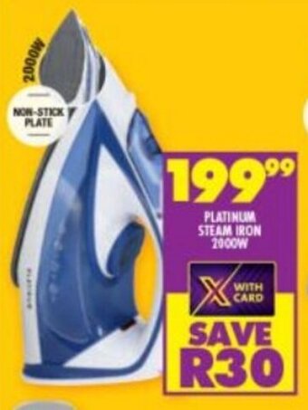 Shoprite PLATINUM STEAM IRON 2000W offer