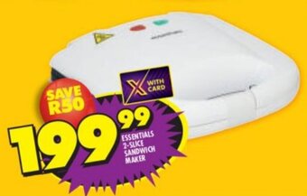 Shoprite ESSENTIALS 2-SLICE SANDWICH MAKER offer