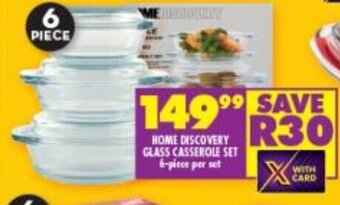 Shoprite HOME DISCOVERY GLASS CASSEROLE SET 6-piece per set offer