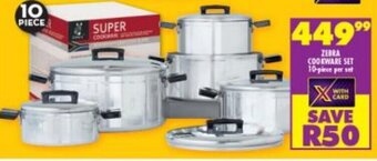 Shoprite ZEBRA COOKWARE SET 10-piece per set offer